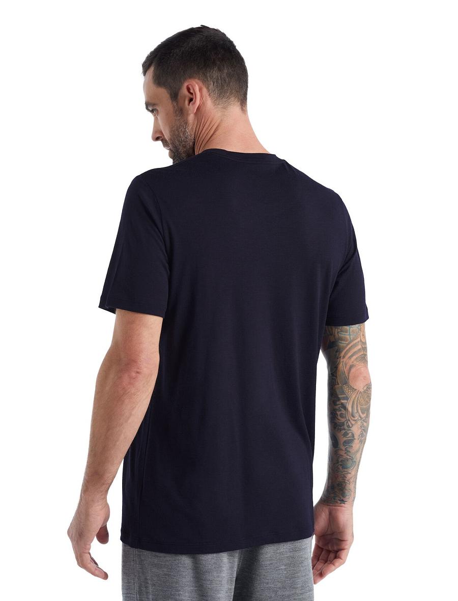 Midnight Navy Icebreaker Merino Tech Lite II Short Sleeve Tee Men's T Shirts | AU 1166ZUTG